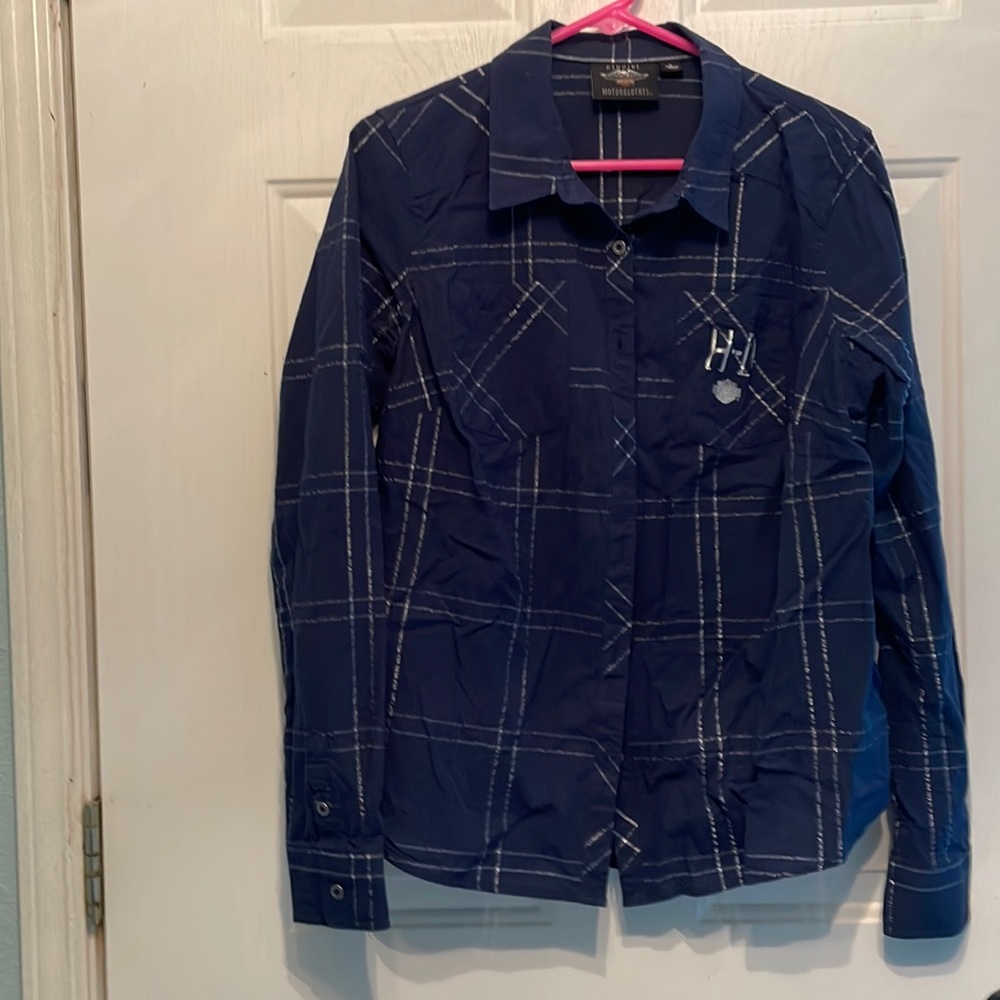 Harley-Davidson long sleeve dress shirt Blue/Silver